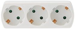 Amig - Ladrão de tomadas tipo Schuko de 3 vias Mod.3210 com tomada de terra para ligar aparelhos elétricos - adaptador de parede tripla horizontal - Tensão máxima: 250 V - Amperagem máxima: 10/16 A