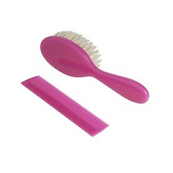 dBb Remond Brosse et Peigne pour Bébé - Brosse à poils en soie naturelle - Brosse & peigne Bébé Naissance - Fabriqués en France - Rose