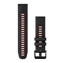 Cinturino Originale Garmin, 22mm, QuickFit, Silicone, Black & Flame Red (stile Garmin epix 2 Pro)