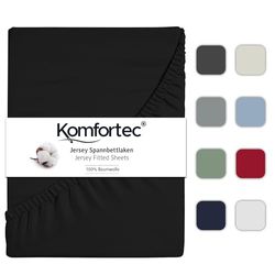 Komfortec Jersey spännlakan 200 x 200 cm, 100% bomull, svart