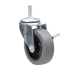 YEEMIGO 3 Inch Swivel Stem Casters with Safety Dual Locking, M8-1.25×1″ Threaded Stem Mount Industrial Caster Wheels, Heavy Duty PVC Castors Set of 4, Replacement for Furniture Workbench and Trolley.