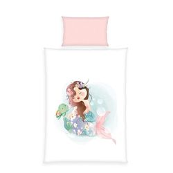 Herding babybest - Juego de Cama con diseño de Sirena, Funda de Almohada de 40 x 60 cm, Funda nórdica de 100 x 135 cm, con práctica Tira de Botones, 100% algodón