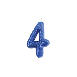 Anniversary House Colourful Blue Glitter Candle, Number 4, 4th Birthday Cake Topper, 7 Centimeters, AHC30/4