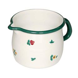 RIESS, 0093-049 Sippy Cup, bulged, 10, Country - GMUNDNER STREUBLUMEN, Diameter 10 cm, Capacity 0.75 Litre, Height 9.5 cm, Enamel, White with Scattered Flowers, Induction