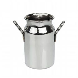 Olympia Stainless Steel Mini Milk Churn - Medium 120 ml/4.25 oz, High Polished Finish, Wide Lip for Easy Pouring, Dishwasher Safe, CL209