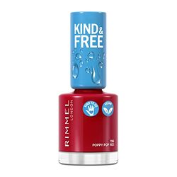 Rimmel London, Smalto KIND & FREE, Formula Delicata a Base Vegetale, Rinforzante, Cruelty-Free e Vegano, 156 Poppy Pop Red