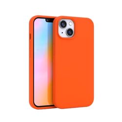 FELONY CASE - iPhone 13 / iPhone14 hoesje - Neon oranje siliconen telefoonhoesje | Vloeibare siliconen met anti-kras microfiber voering, 360° schokbestendige beschermhoes voor Apple iPhone 13