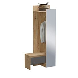 xonox.home Torino X72E3619 Ensemble vestiaire Compact pour Couloir Meuble en entrée Gris Corps en chêne NB env. 90 x 189 x 39 cm