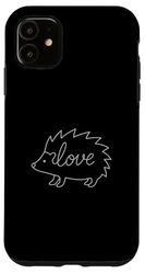Hedgehog Love Line Art Cute Woodland Animal Hedgehog Lover Case for iPhone 11
