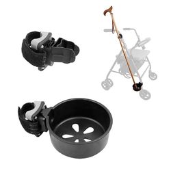 KMINA - Support de Canne pour Déambulateur, Bâton de Marche, Béquille, Accessoires pour Fauteuil Roulant, Patented