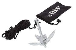 Pelican Compact Anchor Kit – för kajak, kanot, SUP – uppblåsbara eller små båtar – vikbar förvaringsväska – perfekt för fiske kajakbåtliv (0,7 kg), grå/svart