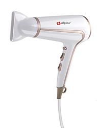 alpina Seche Cheveux - Sèche-cheveux 1600-2000W - Hair Dryer à 3 niveaux de Chaleur - Cool Shot - Blanc/Or rose