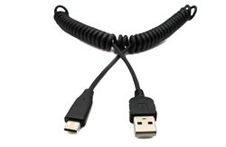 System-S USB Type C 3.1 to USB 2.0 Spiral Cable 30 cm - 50 cm Black 51801495