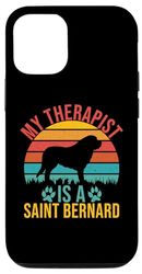 Coque pour iPhone 14 Saint Bernard Mon thérapeute est un Saint Bernard