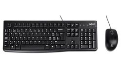 Logitech Desktop MK120, Swiss USB QWERTZ Suisse Noir - Claviers (Swiss, avec Fil, USB, QWERTZ, Noir, Souris Incluse)