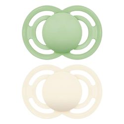 MAM Perfect S199 Lot de 2 sucettes avec tétine en silicone ultra douce pour bébé de plus de 0 mois, avec boîte auto-stérilisable, couleur neutre