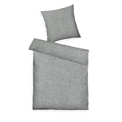 Herding Tom Tailor Linge de lit mélangé, 65x100 cm + 160x210 cm, 40% Coton / 25% Viscose / 35% Polyester, avec Ourlet Haut et Fermeture éclair de Marque, Tissu Melange Grey (Soft Grey)