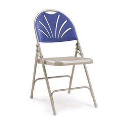 Principal Series 2600 Comfort Back Steel Folding Chair, Blue, Pack of 4