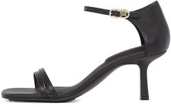 Tommy Hilfiger Femme Kitten Heel Sandal Leather Fw0Fw08572, Black, 39 EU