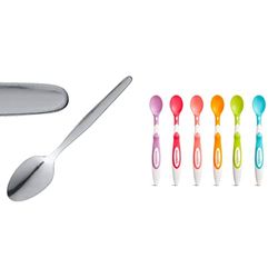 Olympia CB066 Kelso Childrens Spoon 18/0 Stainless Steel Teaspoon Cutlery, Silver & Munchkin Soft Tip Toddler & Baby Spoons, Baby Weaning Spoons Set