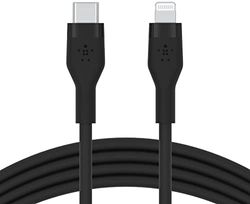 Belkin - BoostCharge Flex Cavo da USB Type C a Lightning in silicone (2 m), certificazione MFi, ricarica rapida USB,C PD da 20 W, per iPhone 13, 12, 11, Pro, Max, mini, SE, iPad e altri, Nero