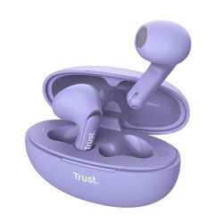 Trust Yavi Ecouteurs Bluetooth sans Fil avec 2 Microphones ENC Réduction Anti-Bruit, 23H de Lecture, 35% Plastiques Recyclés, Écouteur Bluetooth Oreillette in Ear Buds Android iPhone - Pourpre