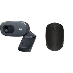 Logitech C270 HD Webcam, HD 720p/30fps, Widescreen HD Video Calling & M171 Wireless Mouse for PC, Mac, Laptop, 2.4 GHz with USB Mini Receiver