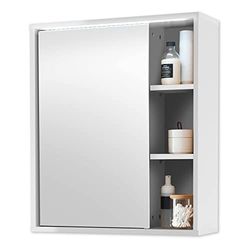 Stella Trading GREECE Armoire de salle de bains avec éclairage LED en blanc - miroir de salle de bains armoire avec beaucoup d'espace de rangement - 60 x 70 x 20 cm (L/H/P)