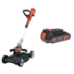 Black+Decker STC1820CM-QW Cortabordes, bordeador y cortacésped + BLACK+DECKER BL2018-XJ - Batería de litio Tipo Carril de 18 V y 2.0 Ah