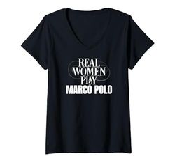 Donna Funny Marco Polo Player Real Women Play Marco Polo Maglietta con Collo a V