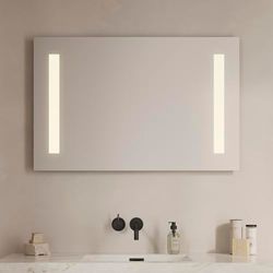 Loevschall Godhavn fyrkantig spegel med belysning | LED-spegel med touch-brytare 100 x 65 cm | badrumsspegel med LED-belysning | justerbar badrumsspegel med belysning