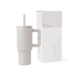 Simple Modern Kids 24 oz Tumbler with Handle and Silicone Straw Lid | Spill Proof and Leak Resistant | Reusable Stainless Steel Cup | Gift for Kids Boys Girls | Trek | 710ml | Almond Birch