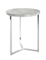 HAKU Möbel Mesa lateral em MDF com aspeto de betão cromado, diâmetro 45 x H 54 cm
