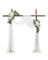 VEVOR Kit Fleurs Artificielles pour Arche de Mariage avec 2 Bouquets de Fleurs, 1 Rideau Translucide, pour Décoration de Célébrations de Cérémonie, de Toile de Fond de Réception, Événements, Blanc