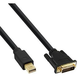 InLine 17223 mini DisplayPort till DVI-kabel, mini DisplayPort-kontakt på DVI-D 24+1 kontakt, svart/guld, 3 m