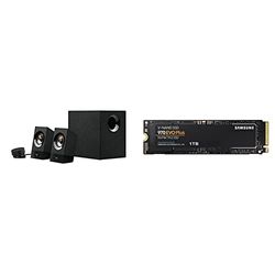 Logitech Z533 multimedia speaker system black & Samsung 970 EVO Plus 1 TB PCIe NVMe M.2 (2280) Internal Solid State Drive (SSD) (MMZ-V7S1T0BW), Black