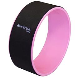 Mobiclinic, Rueda de Yoga, Antideslizante, Fácilmente Lavable, Marca Española, Mejora tu flexibilidad y Resistencia, Soporta hasta 150 Kg, 30 x 13 cm, Multifuncional, Negro y Rosa