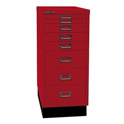 BISLEY MultiDrawer, 29-serie met sokkel, DIN A4, 8 laden, metaal, 670 kardinaalrood, 38 x 27,9 x 67 cm