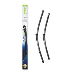 VALEO Piaçaba silencioso - VF412 - kit de alto desempenho, visibilidade superior na estrada, instalação fácil, folhas planas originais de 650 mm, 580 mm, dianteiras, conjunto de 2 escovas - 574325