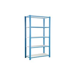 Simon Rack Livraria estante de escritório, 2100 x 900 x 300 mm, 5 alturas, estilo industrial, metal, azul/branco - Officlick