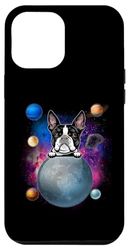 Carcasa para iPhone 12 Pro Max Boston Terrier On The Moon Galaxy Funny Dog In Space Puppy