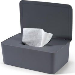 Cheerhom Wet Wipes Box for Baby, Wet Wipes Box for Wet Toilet Paper, Grey Storage Box with Lid Holds Wipes, Wet Paper Box for Home and Office