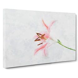 Portrait Of A Pink Lily Painting Modern Art Canvas Wall Art Print Ready to Hang, Framed Picture for Living Room Bedroom Home Office Décor, 30x20 Inch (76x50 cm)