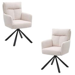 SOFIA Eetkamerstoelen, set van 2 met zwart metalen frame en corduroy, beige, comfortabele stoelen voor eetkamer en woonkamer, 60 x 93 x 67 cm (b x h x d)