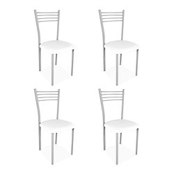 Homey Lot de 4 chaises tapissées pour Cuisine ou Salle à Manger, Finitions en Similicuir de Couleur modèle Kilembo, Aluminium, 39,5 cm (Largeur) x 37,5 cm (Profondeur) x 96 cm (Hauteur)