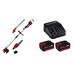 Einhell Herramienta multifunción telescópica a batería GE-LM 36/4 Power X-Change, Li Ion, 2X 18 V, función Cortasetos, desbrozadora y Motosierra. Incluye 2 baterías de 3Ah y Cargador Individual
