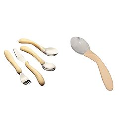 Homecraft Caring Cutlery, for Weak Grip, Arthritis Aids, White Handle & Caring Cutlery, Ivory Handle Right Handed Spoon (Eligible for VAT Relief in The UK) Ergonomic Stainless Steel Eating Utensil