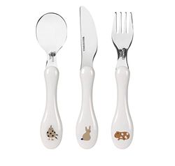 LÄSSIG Kinderbestek set 3-delig lepel vork mes roestvrij staal kunststof handvat/Cutlery Little Mateys royal blue