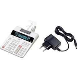 Casio FR-2650RC - Calculadora Impresora, 12 dígitos, 6.5 x 19.5 x 31.3 cm, Color Blanco & AD-A60024SGP1OP1EH - Adaptador de Corriente, Negro