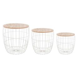 Well HomeSet met 3 bijzettafels, metaal en hout